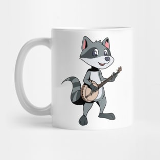 Cartoon raccoon playing banjo Mug